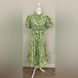 Floral Green and Blue Women's Dress